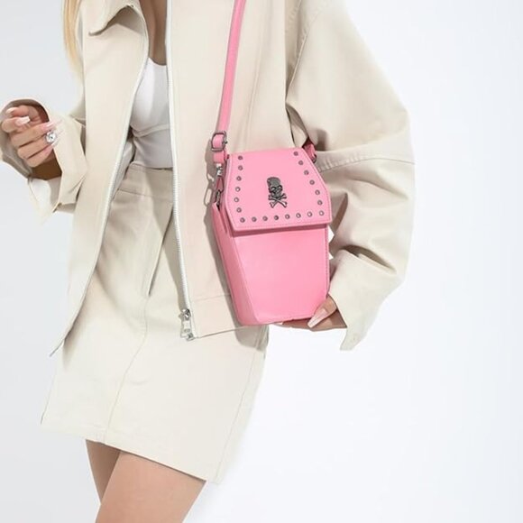 Neiman Marcus Halloween Gothic Studded Style Coffin Shaped Bag - Picture 2 of 6